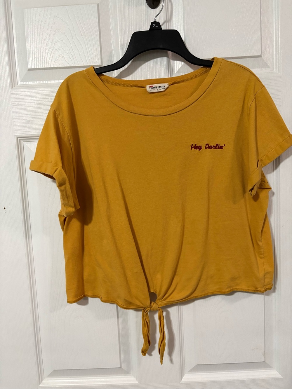 Yellow Tie-Front Women's Tee - Hey Darlin' Embroidery